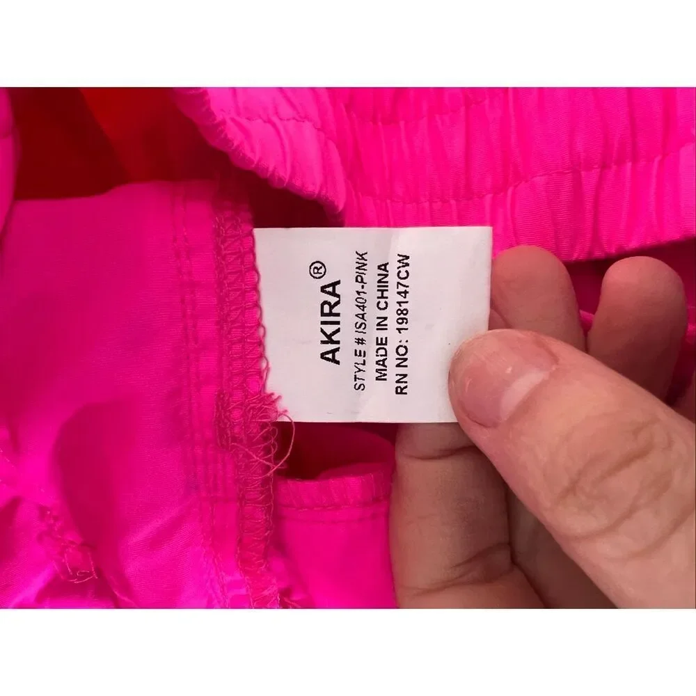 Akira Neon Pink Diamond Lace-Up High-Waisted Pull-On Track Pants Size XL